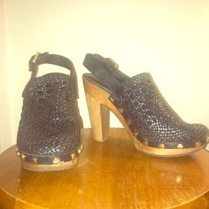 Tory Burch Blue Heeled Clogs Size 6
